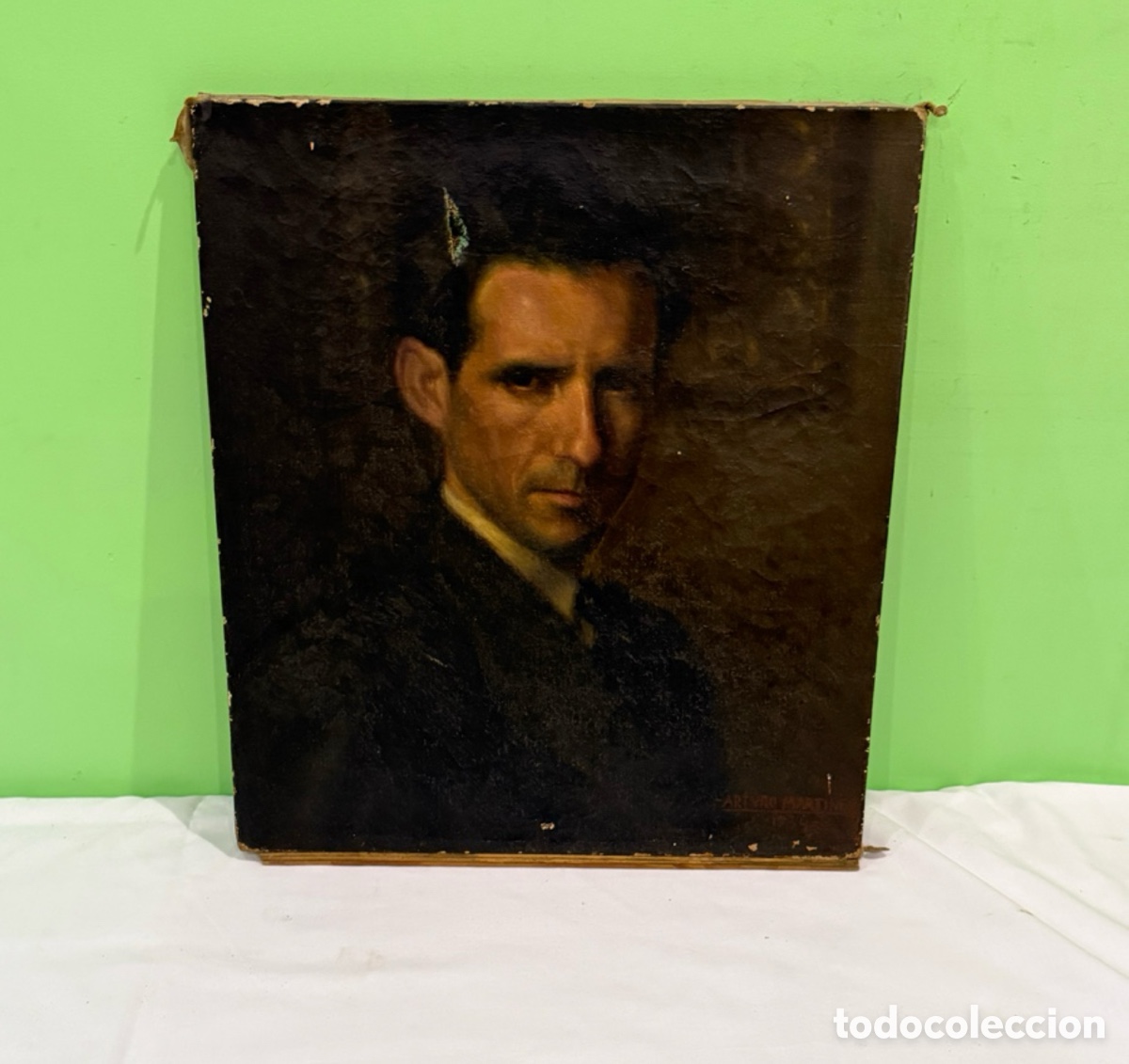 Arte: Arturo Mart&iacute;nez Cabezas (Valencia 1899) gran autorretrato original &oacute;leo sobre lienzo firmado.