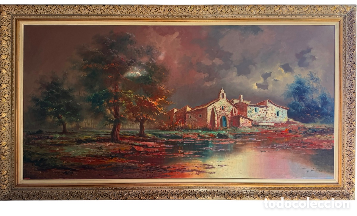 Kunst: Gran Pintura de Paisaje al &Oacute;leo - 170x94cm