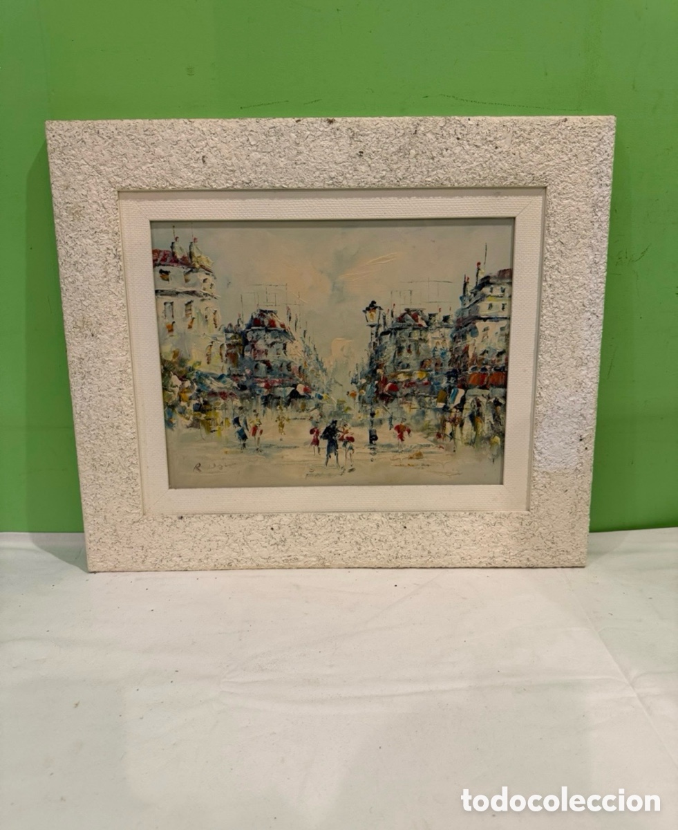 Kunst: Randall Davey (1887-1964) - Escena callejera parisina - &Oacute;leo - Pintado a mano y firmado .