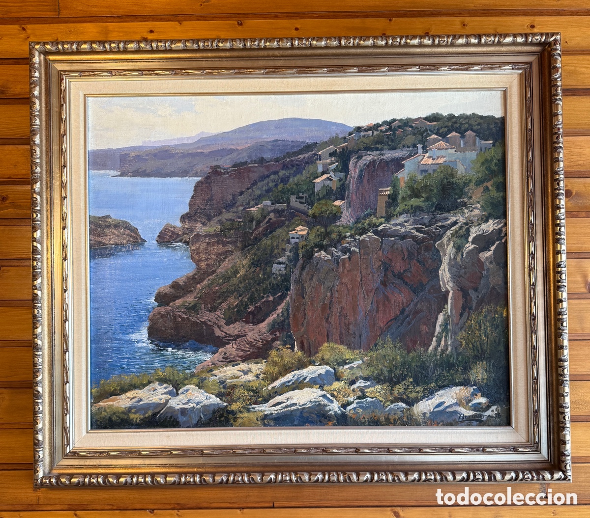 Arte: VICENTE ARMI&Ntilde;ANA CATALA. Cala Ambolo X&agrave;bea. Pintor valenciano firmado 86. 101x85 con marco