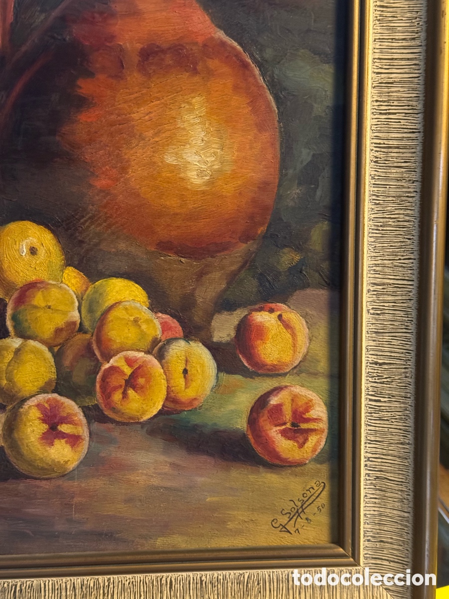Arte: &Oacute;leo sobre tabla bodeg&oacute;n firmado - Foto 2