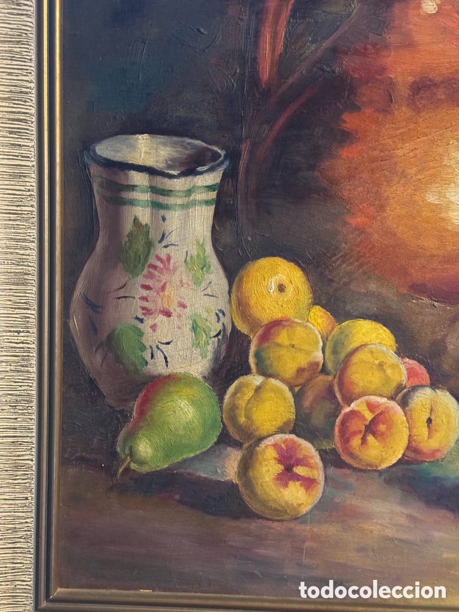 Arte: &Oacute;leo sobre tabla bodeg&oacute;n firmado - Foto 4