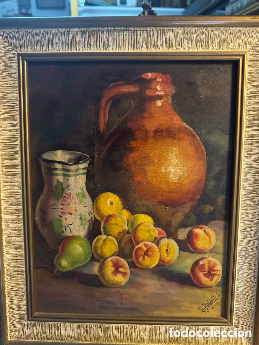Arte: &Oacute;leo sobre tabla bodeg&oacute;n firmado - Foto 7