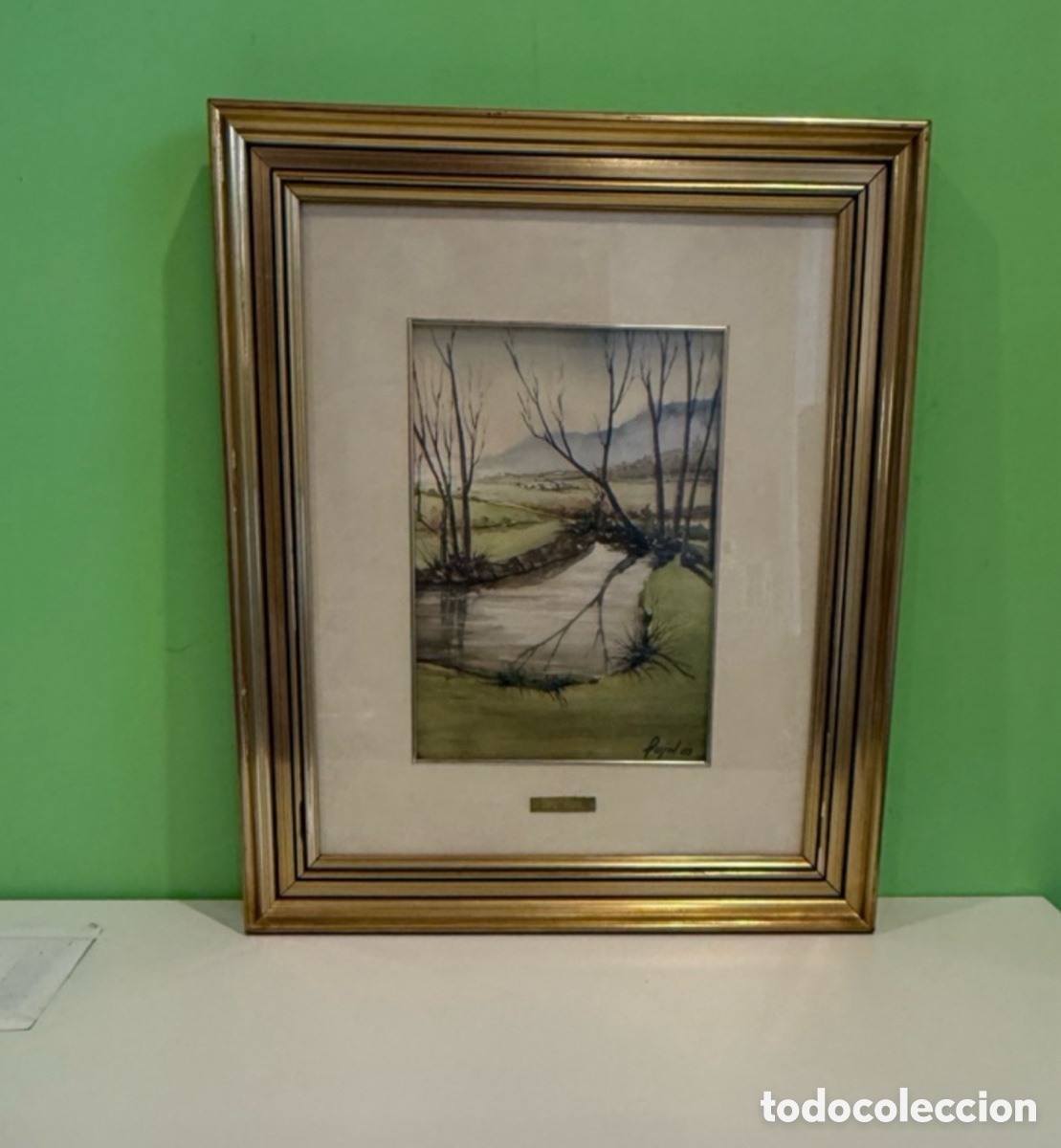 Arte: Antigua acuarela del pintor JORDI PUJOL, firmada y identificada.