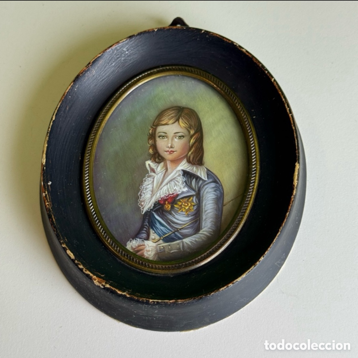 Arte: &Oacute;leo pintado a mano en miniatura. SXIX.