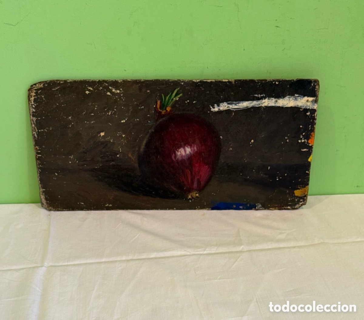Art: Arturo Mart&iacute;nez Cabezas (1899) &oacute;leo sobre tablex bodeg&oacute;n con cebolla .