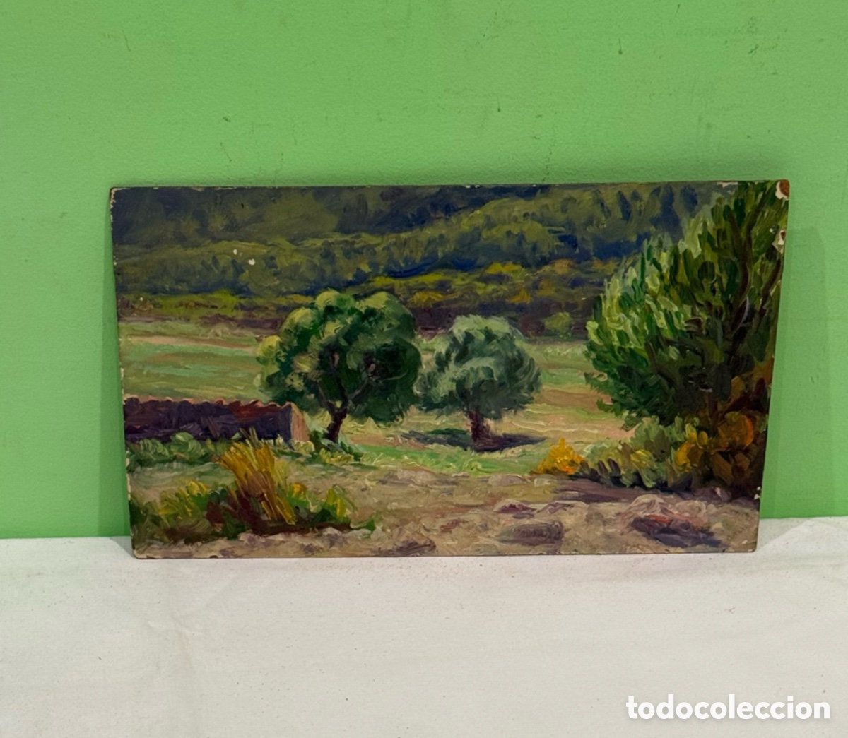 Art: Arturo Mart&iacute;nez Cabezas (1899) &oacute;leo sobre tablex paisaje mediterr&aacute;neo estudio del natural