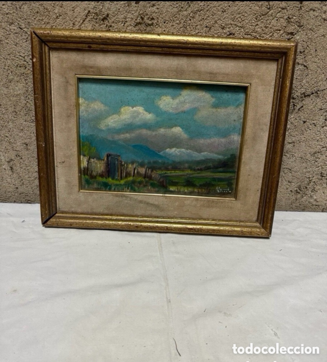 Kunst: Antiguo &Oacute;leo sobre lienzo firmado. Ver fotos.