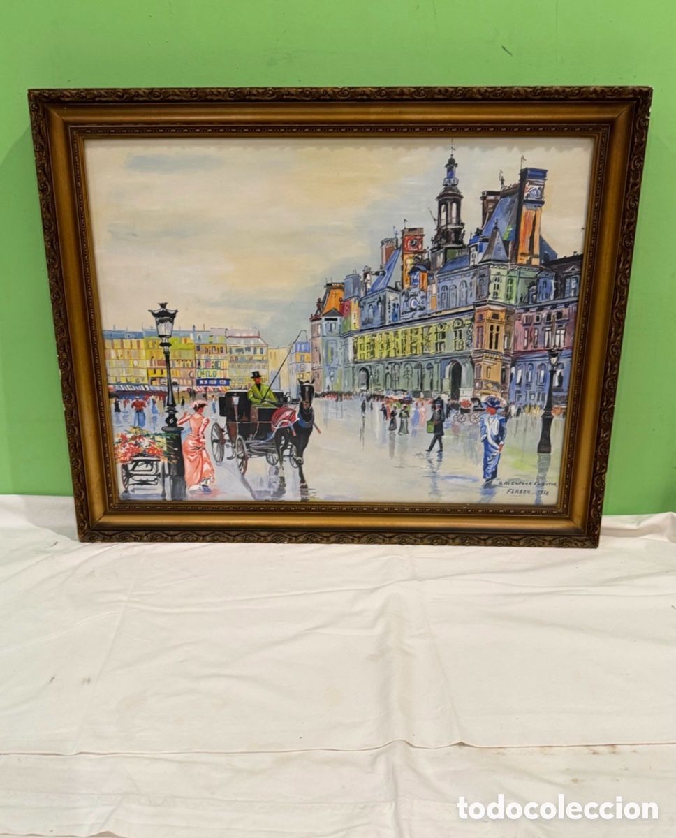 Arte: &Oacute;leo sobre lienzo firmado Ferran . Paris.Copia de Alfredo Palermo de Gregori