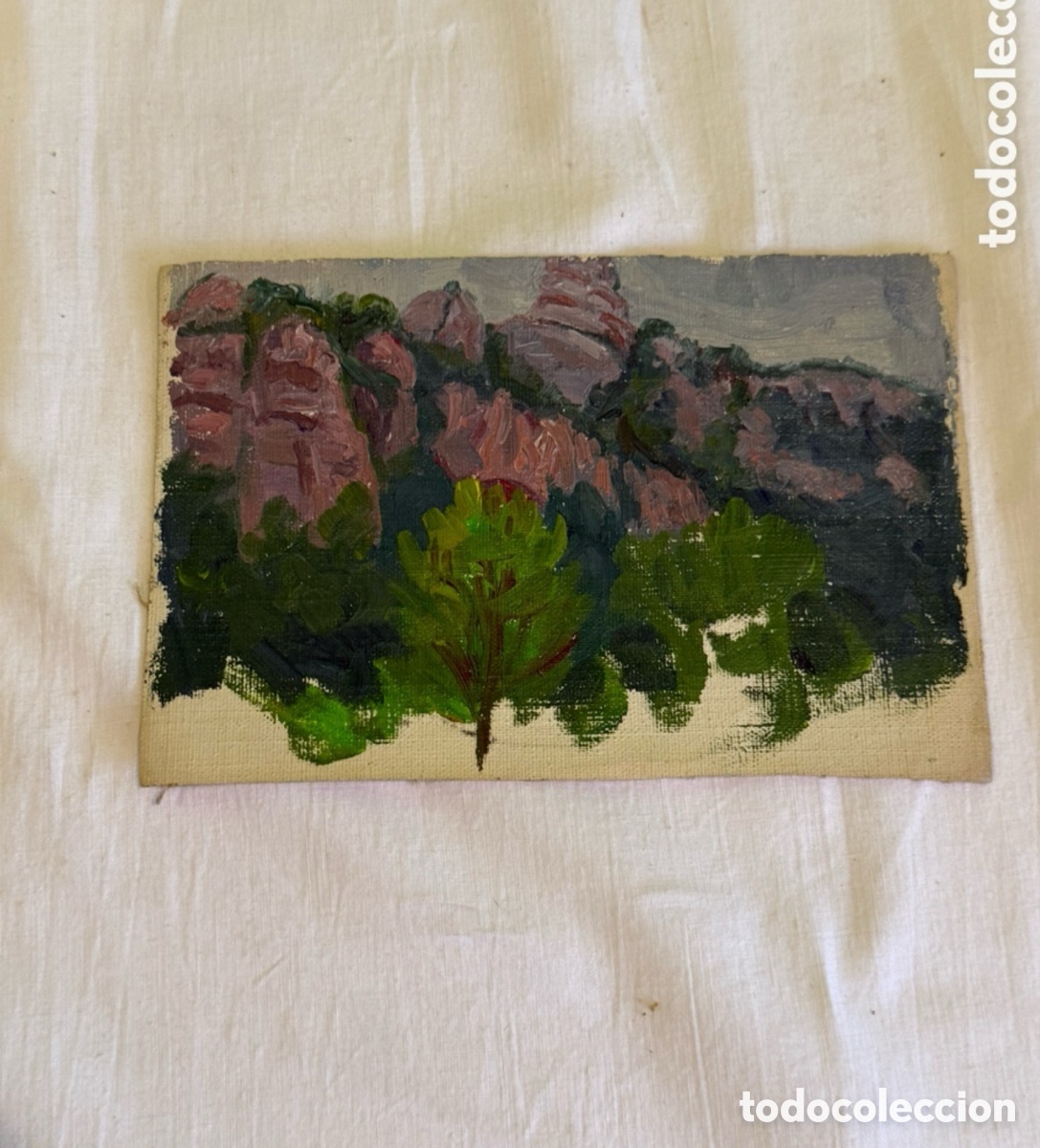 Arte: Arturo Mart&iacute;nez Cabezas (1899) &oacute;leo sobre lienzo paisaje de Montserrat. Escuela catalana.