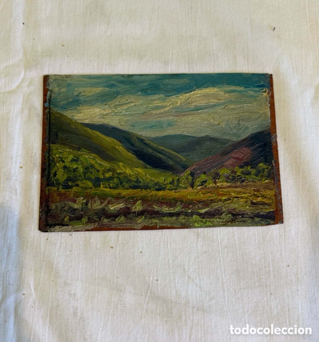 Art: Arturo Mart&iacute;nez Cabezas peque&ntilde;o &oacute;leo sobre tablex paisaje de monta&ntilde;a pintura original