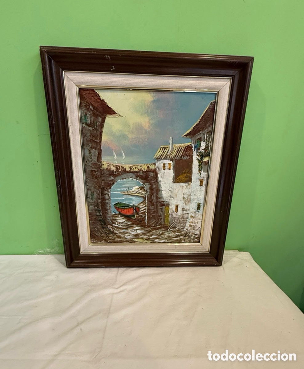 Kunst: Antiguo &oacute;leo sobre lienzo firmado puig.