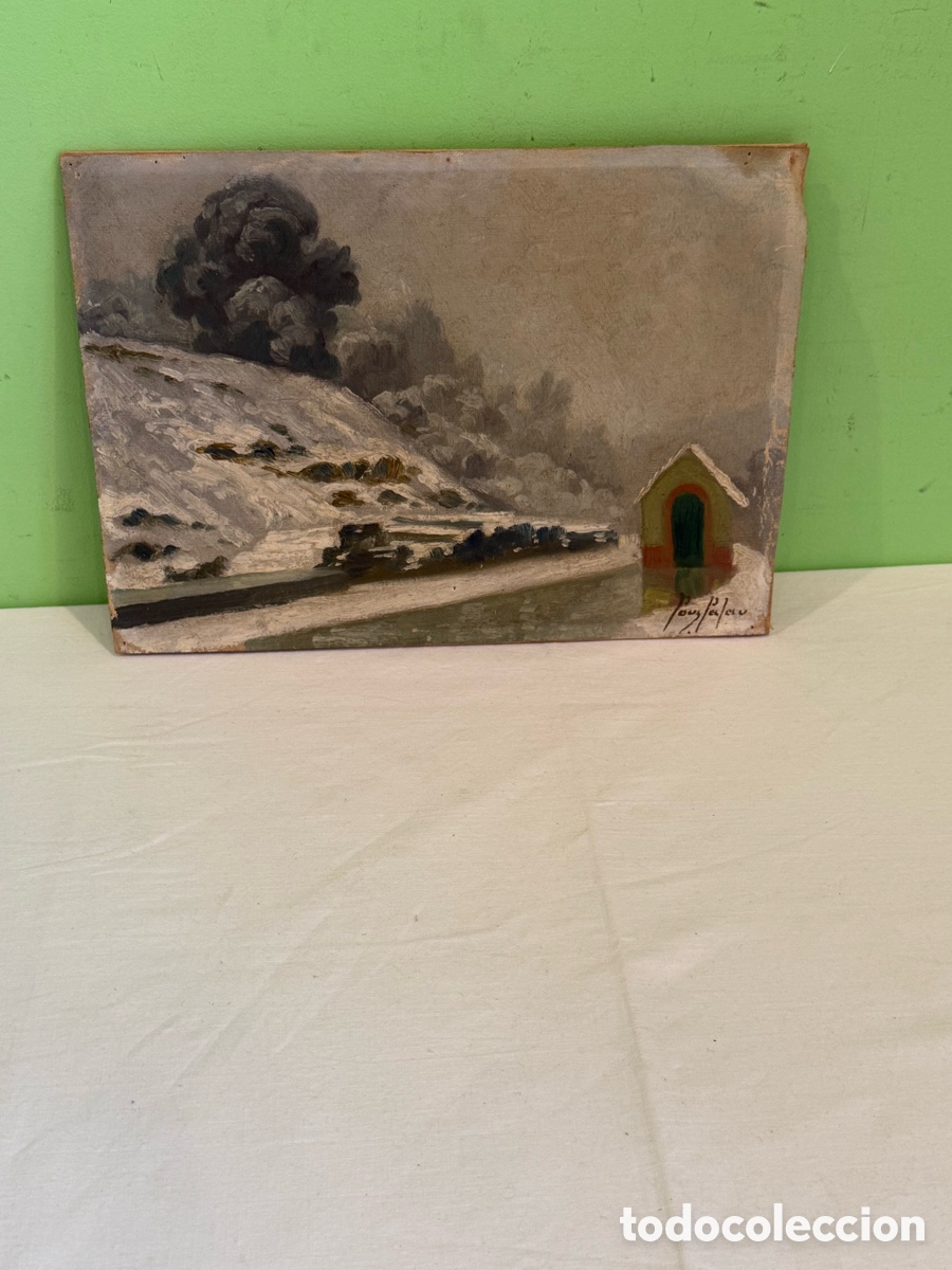 Kunst: Antoni Pous Palau (Sabadell 1870 Barcelona 1959). &Oacute;leo sobre lienzo. Paisaje invernal