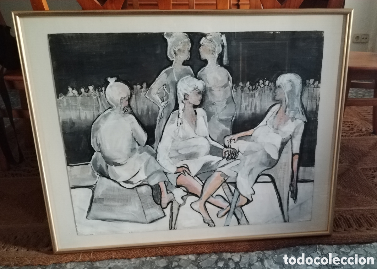 Arte: Embarazadas. Acr&iacute;lico sobre cart&oacute;n enmarcado