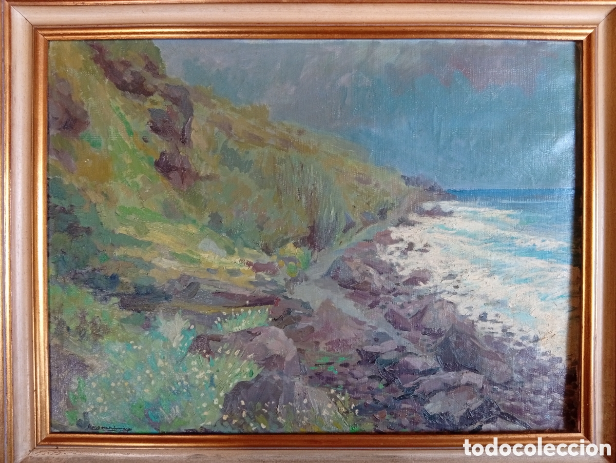 Arte: Pintura gallega oleo lienzo firmado a identificar