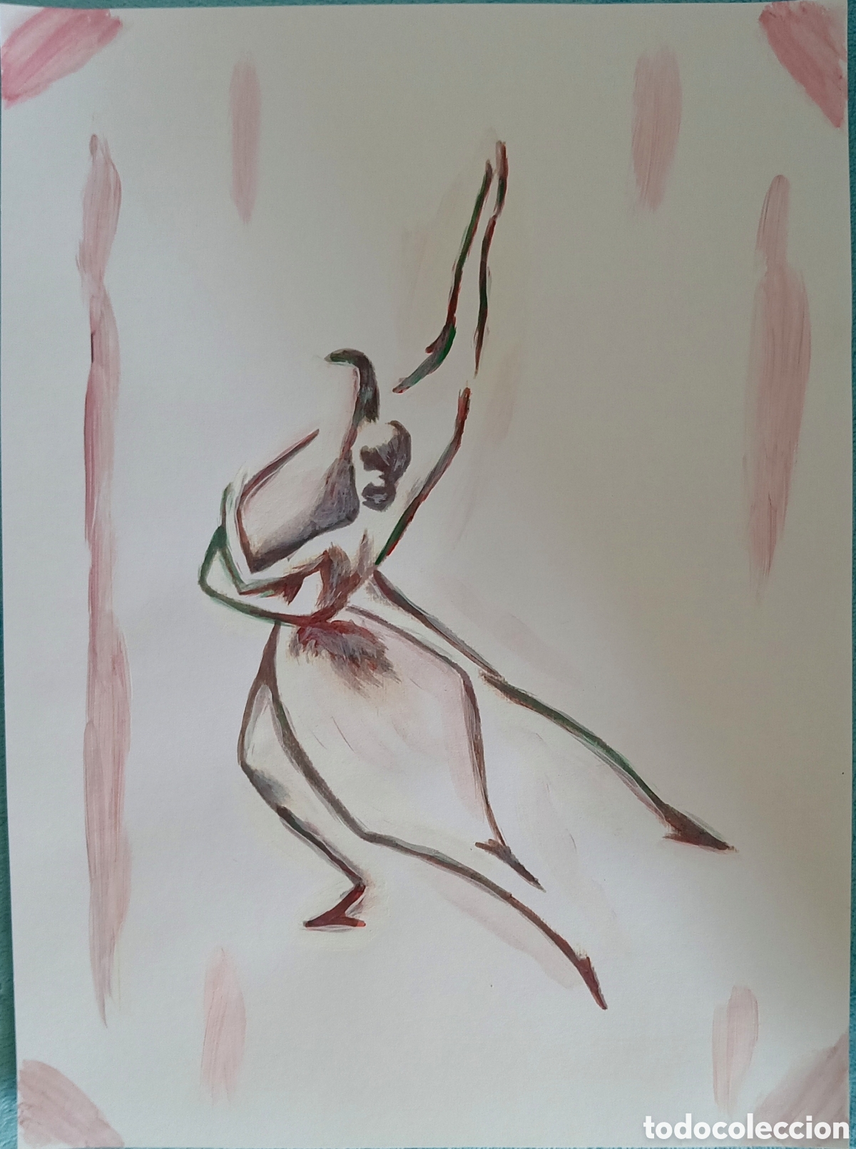 Art: Original pintura pareja de baile trazos (1) (t&eacute;cnica mixta) acuarela y acr&iacute;lico sobre cartulina....