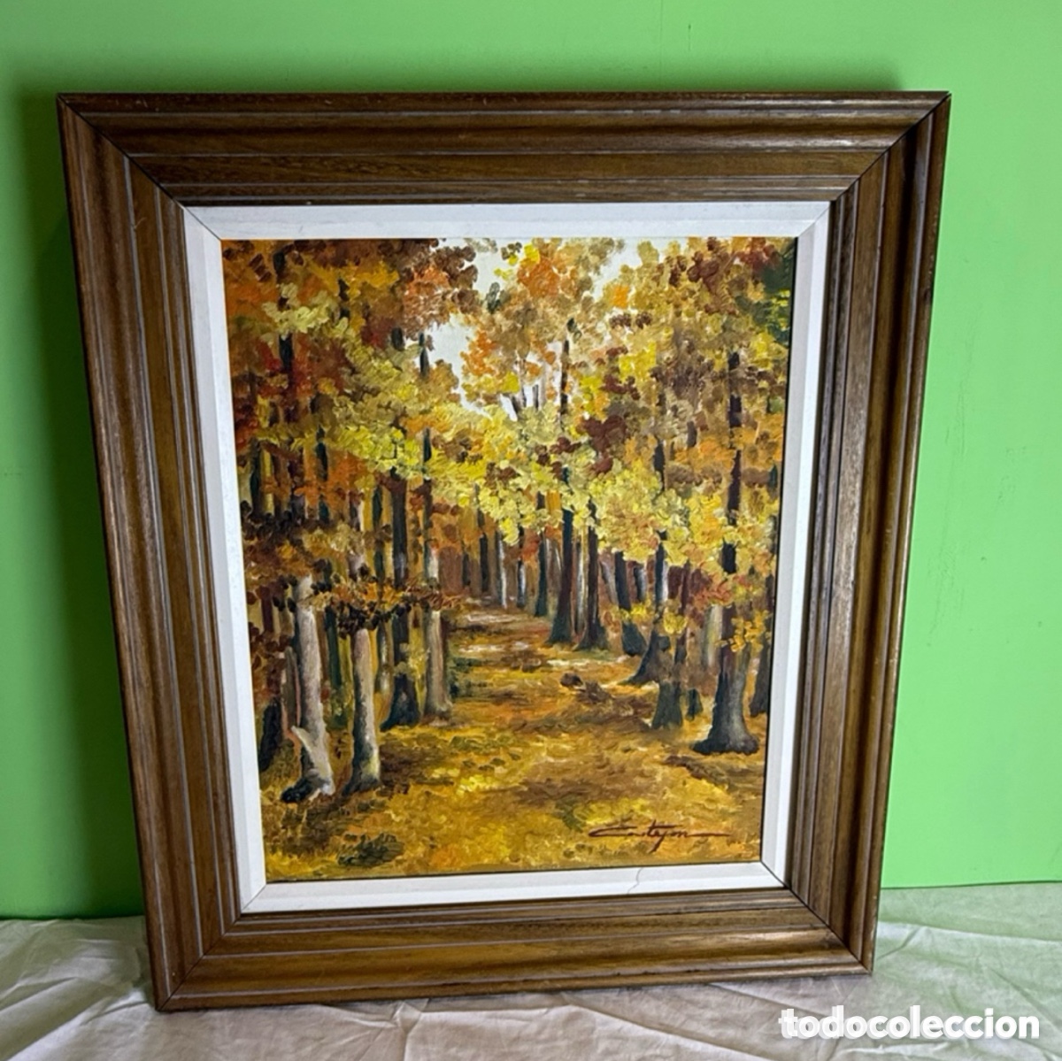 Kunst: Rosa Castej&oacute;n. &Oacute;leo sobre lienzo. Paisaje de bosque oto&ntilde;al