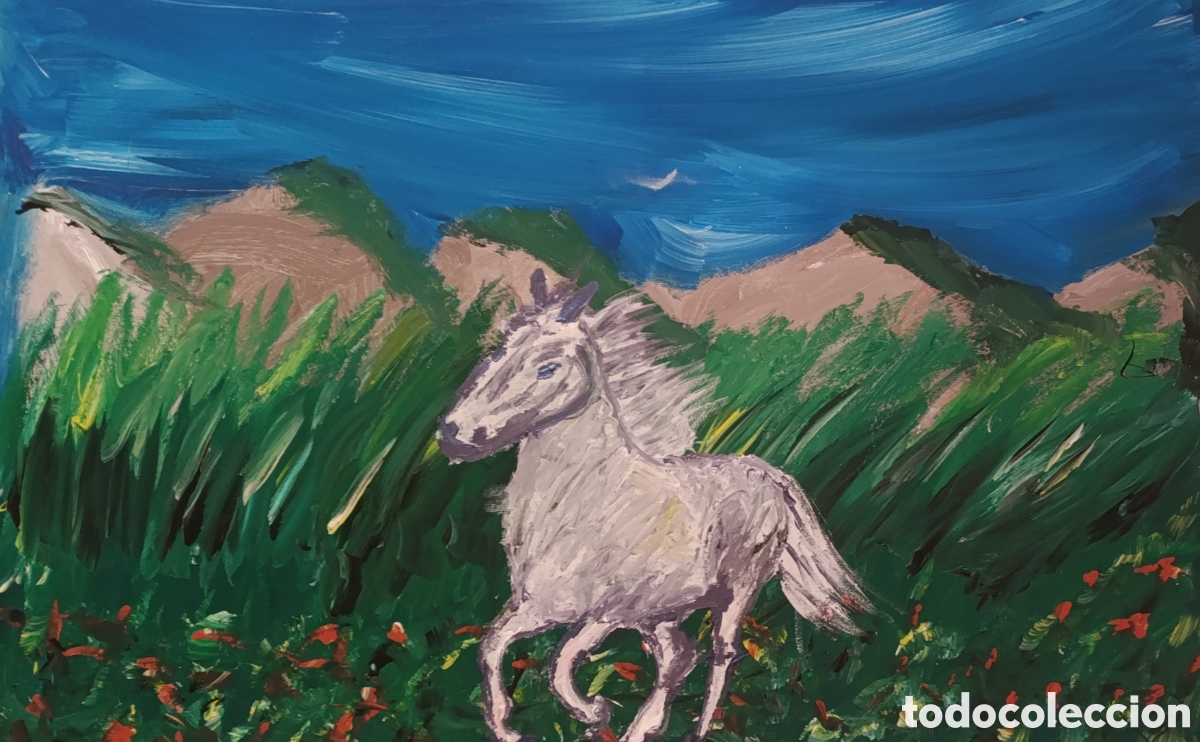 Arte: Mi caballo trotando en maravilloso lugar