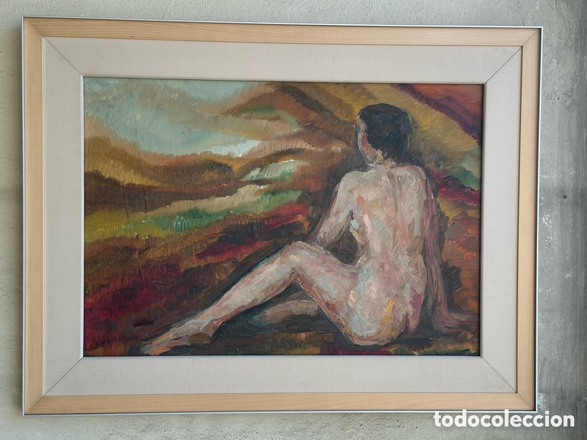 Kunst: Espectacular &Oacute;leo sobre Lienzo de Francesca Plasa - &rdquo;Mujer Desnuda&rdquo; - Gran Formato (116x90 cm).