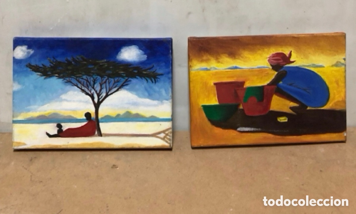 Art: Pareja &Oacute;leos pintados a mano y firmado. Ver fotos.