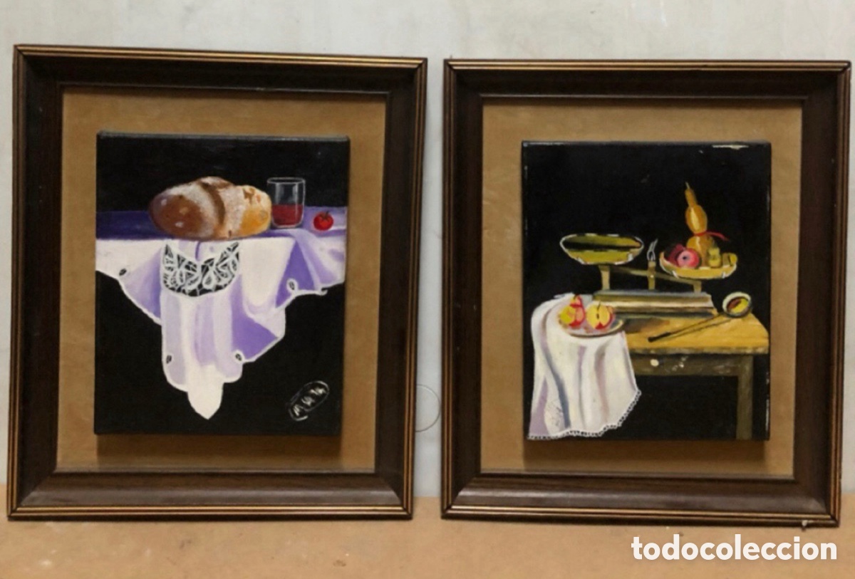 Art: Pareja &Oacute;leos pintados a mano y firmado. Ver fotos.