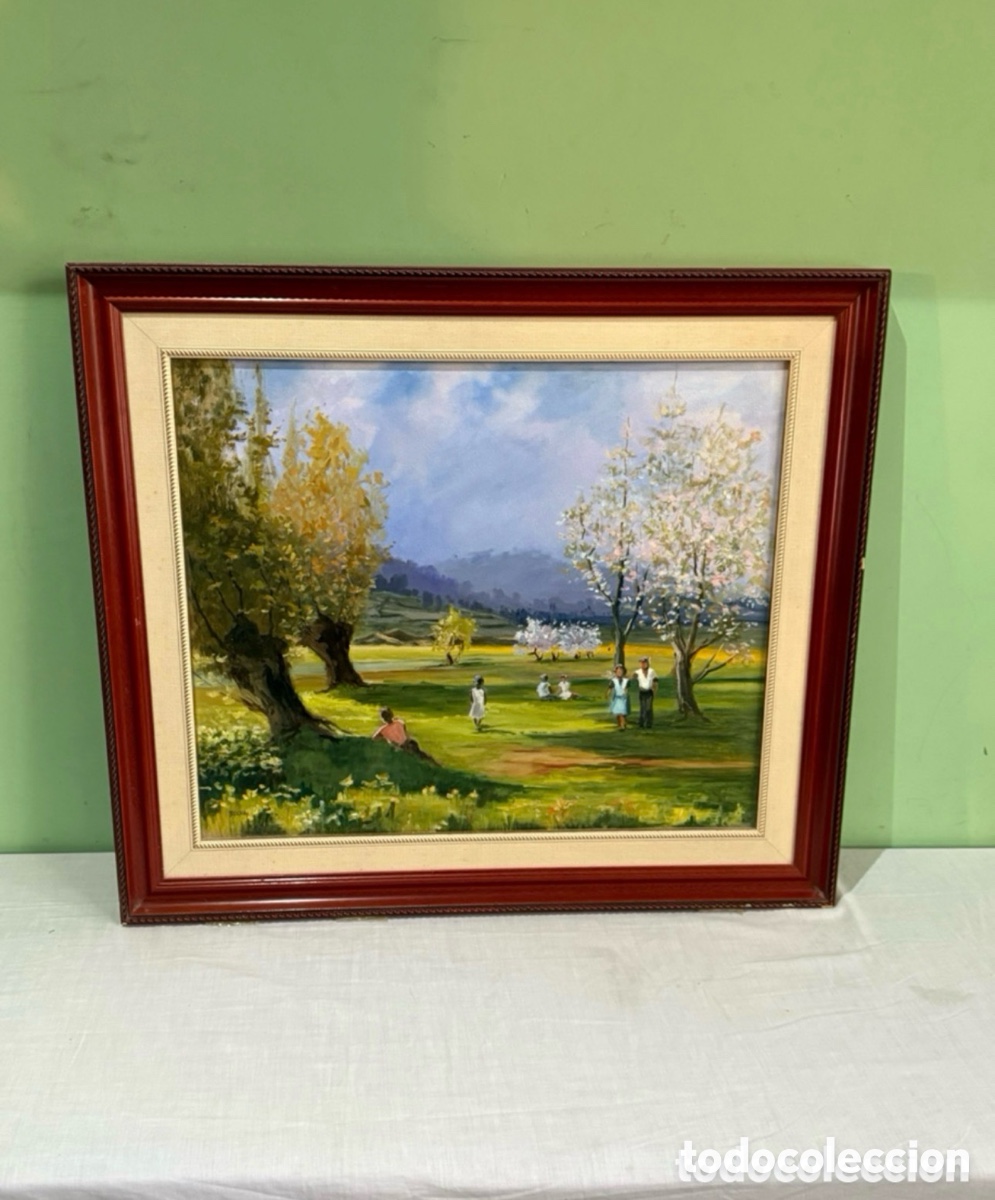 Kunst: &Oacute;leo sobre lienzo firmado IROCHA . Paisaje la moixina olot 1992.