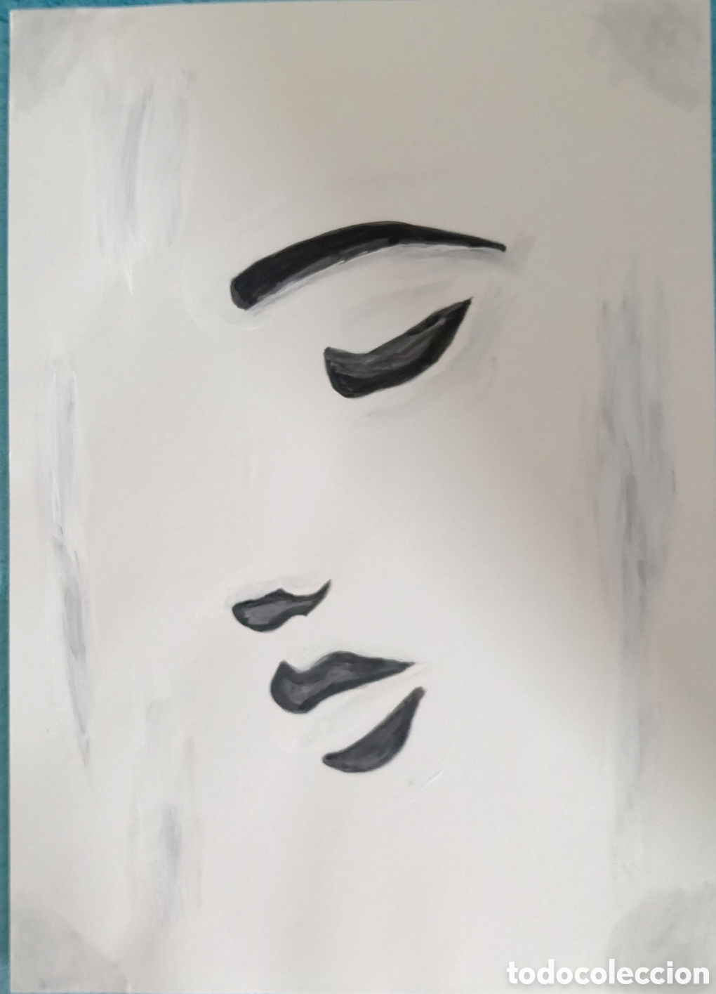 Kunst: Original pintura mujer rasgos (1) acuarela sobre papel doble 29,6cm x 21cm. Muy bonita