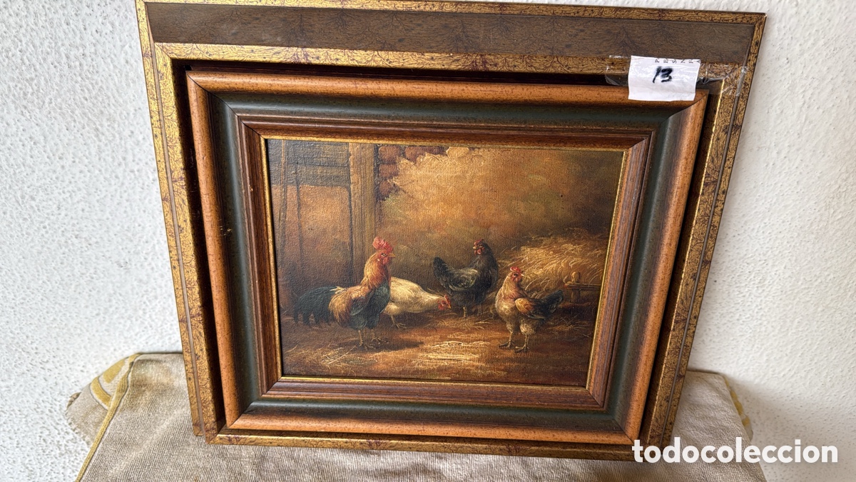 Arte: CUADRO GALLINAS &Oacute;LEO LIENZO