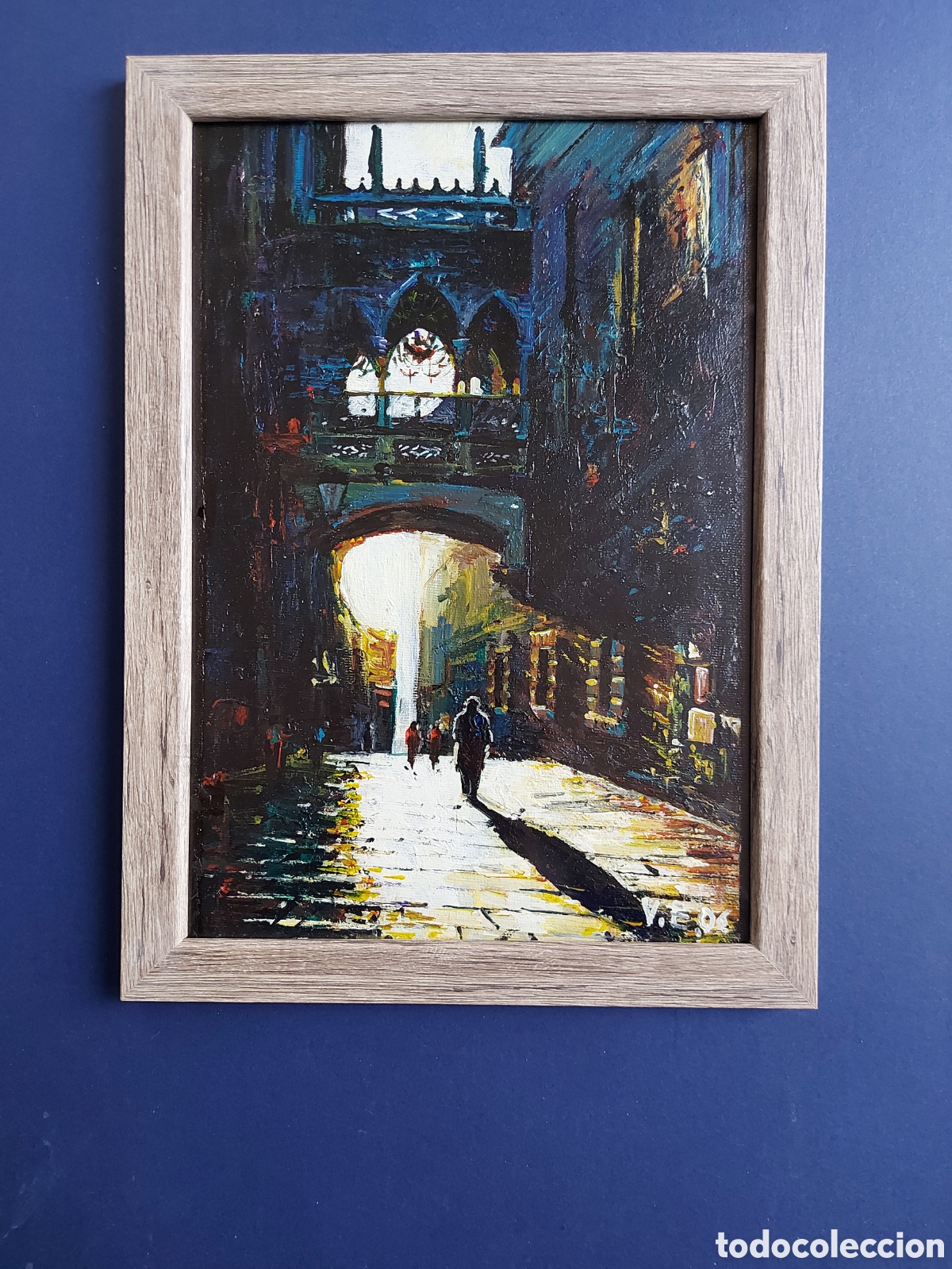 Arte: VERGES &rdquo;CALLE DEL BISBE IRURITA EN BARCELONA &rdquo; OLEO