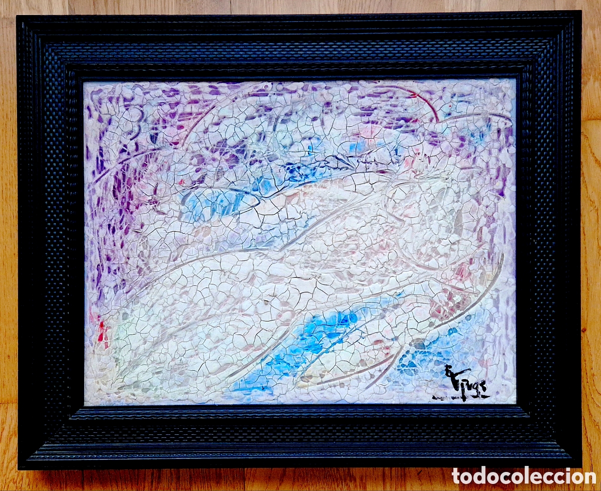 Kunst: AGUST&Iacute; ESPA&Ntilde;OL VI&Ntilde;AS &ndash; Pintura informalista mat&eacute;rica &ndash; Figura femenina sugerida &ndash; Firmada &ndash; 63x52 cm