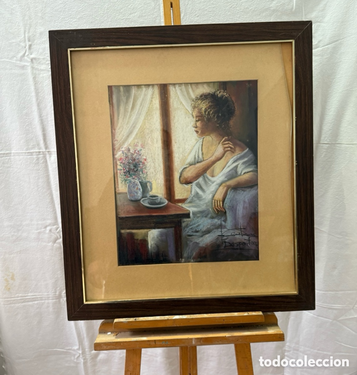 Arte: El despertador. Atribuido a Emilia Casta&ntilde;eda. Retrato femenino. &Oacute;leo sobre papel