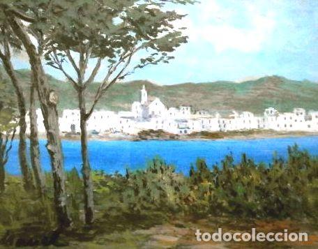 Arte: Pintura Marina COSTA BRAVA o Baleares - Firma Manel Fernandez - Marco 34x27 cm. Pintura 14x18 cm.