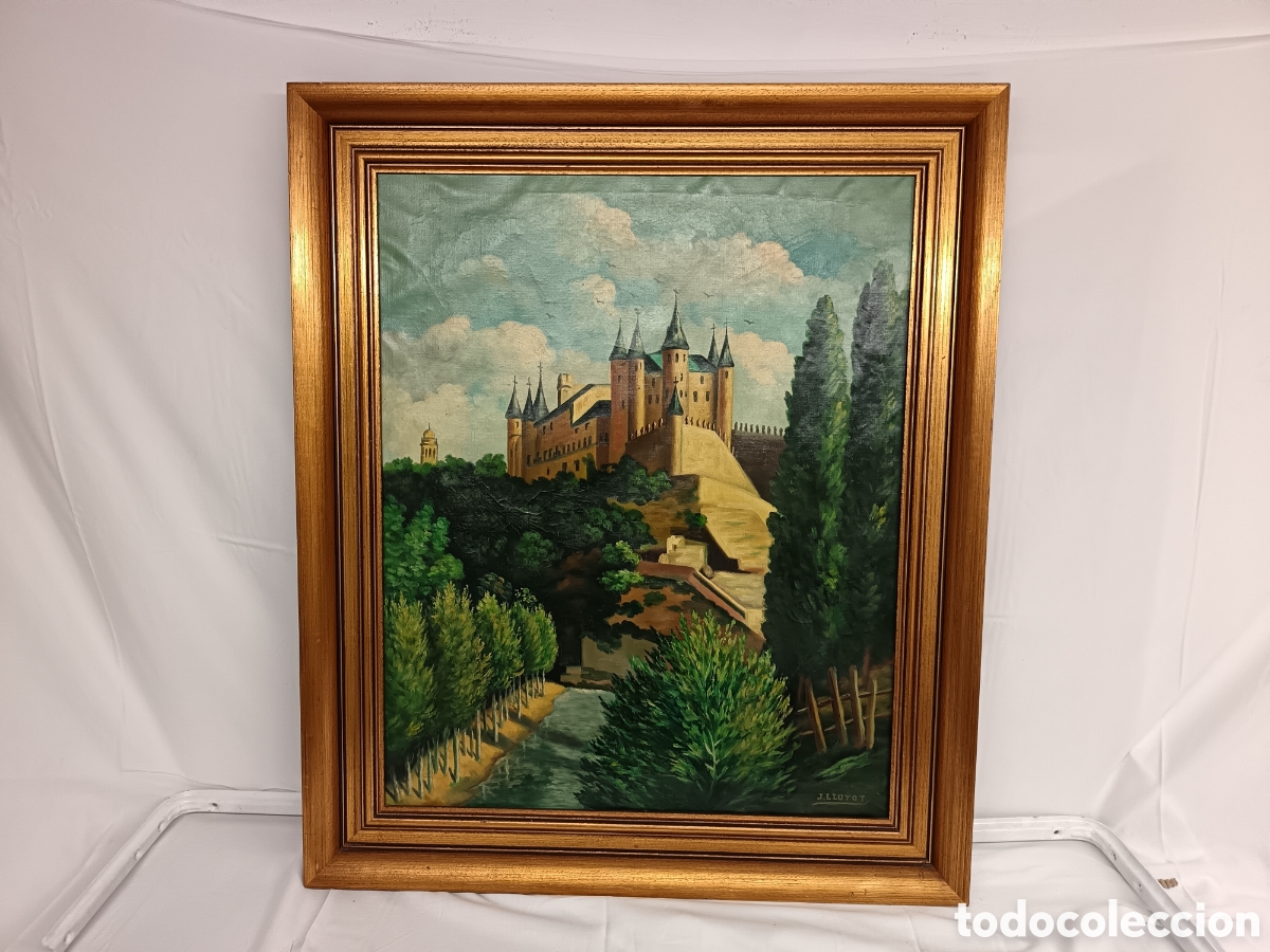 Kunst: ANTIGUO &Oacute;LEO SOBRE LIENZO, CASTILLO, FIRMADO