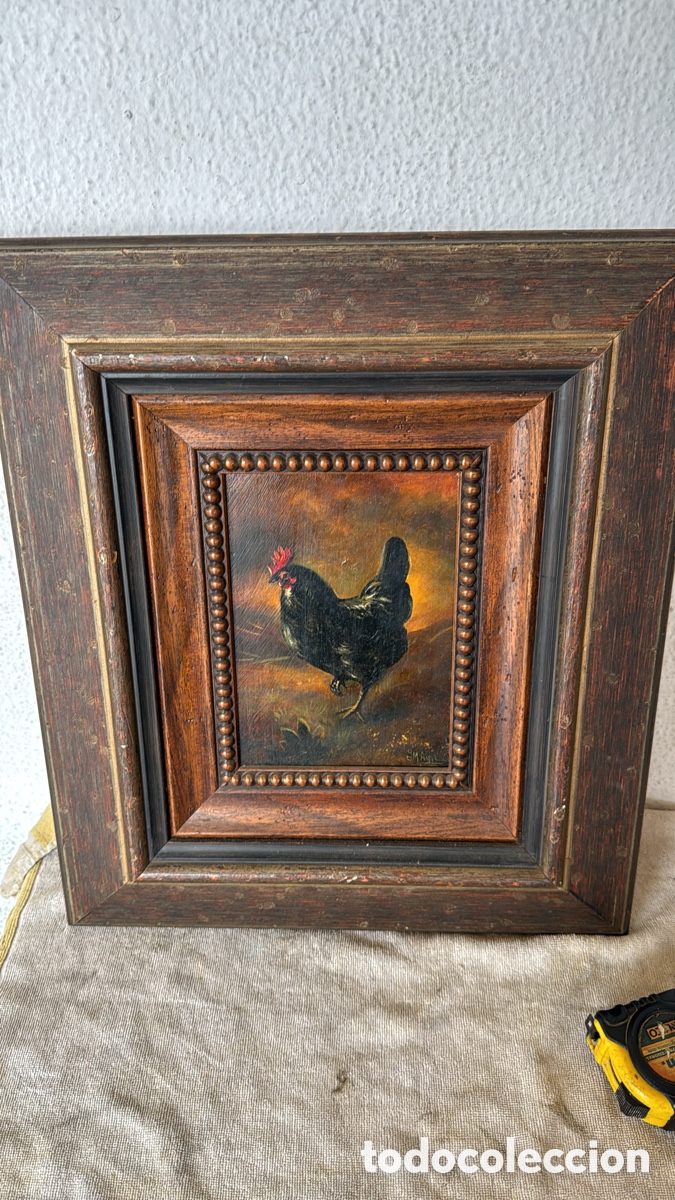 Arte: CUADRO GALLO &Oacute;LEO SOBRE TABLA