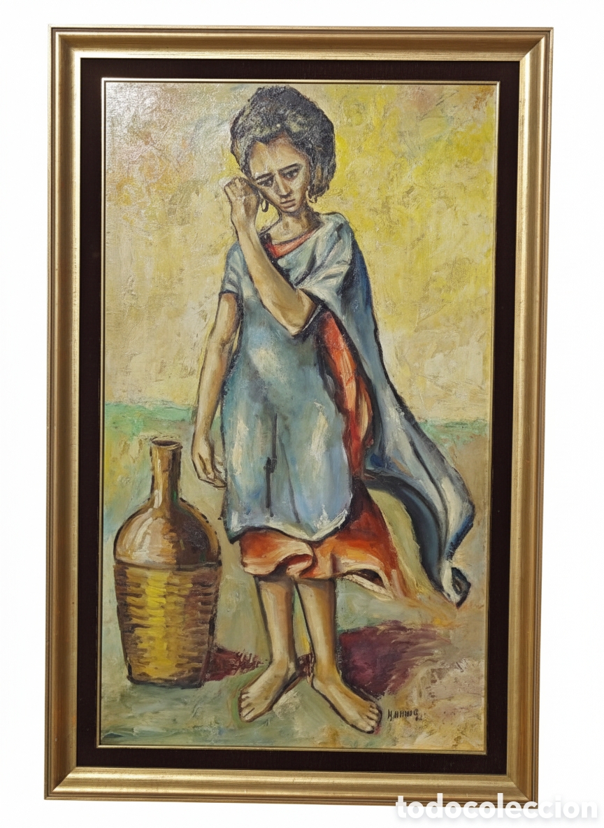 Arte: Gran &Oacute;leo sobre Tabla &ndash; Obra Expresionista firmada por H. Amero (1966)