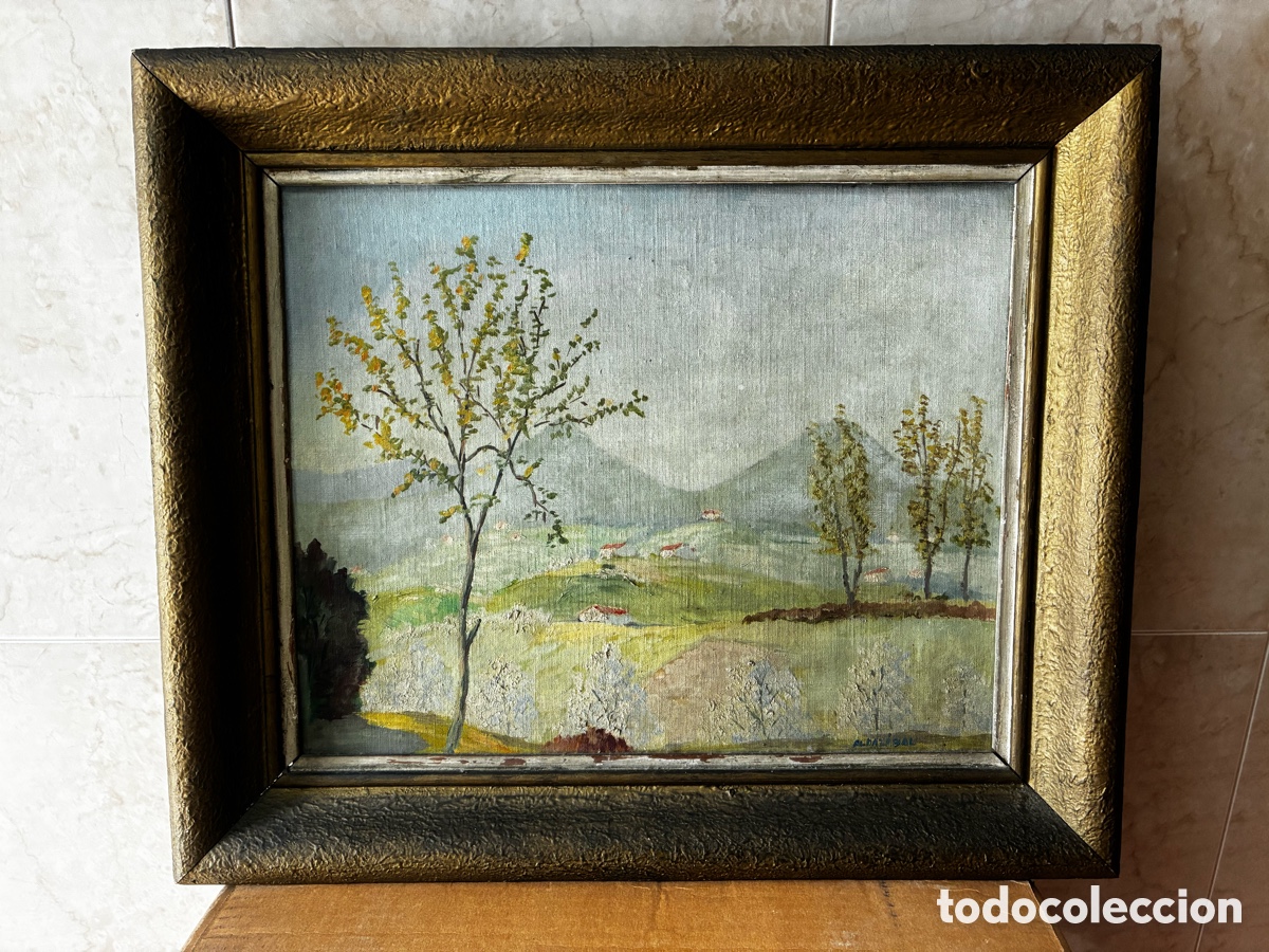 Arte: Antiguo &oacute;leo . Paisaje vasco. ALDAZABAL. A&ntilde;os 50