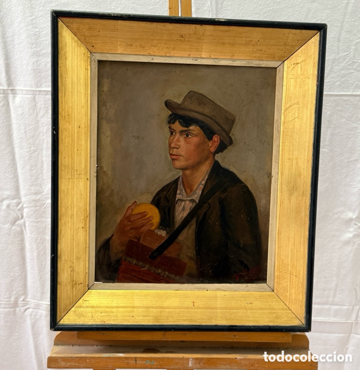 Kunst: Retrato masculino. Principios del siglo XX. &Oacute;leo sobre tablex firmado.