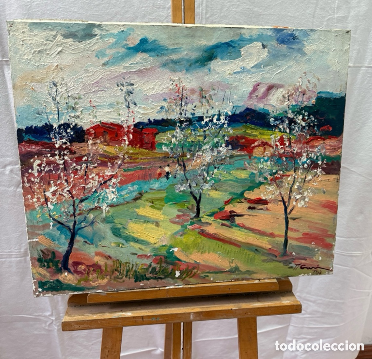 Kunst: Joan Joseph Gar&iacute; (1922). Paisaje catal&aacute;n. &Oacute;leo firmado 1973.