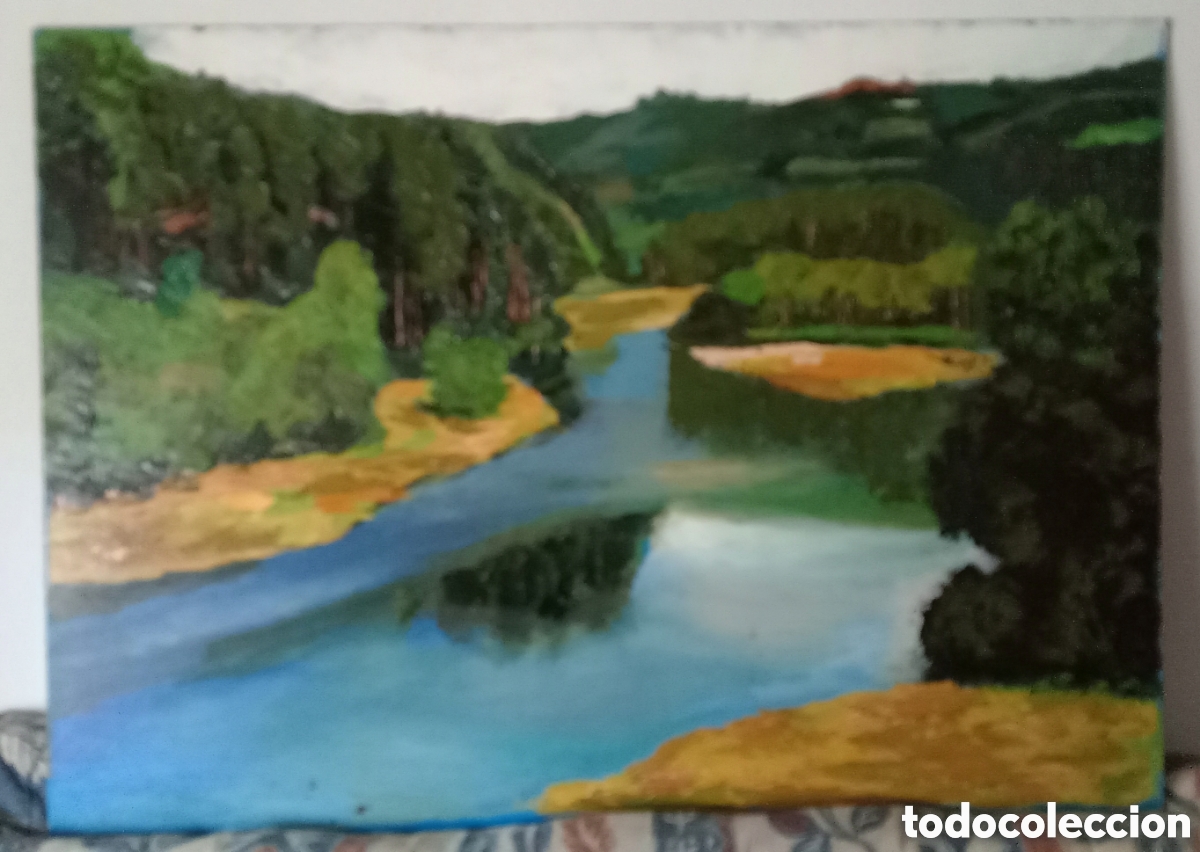 Art: Original pintura de grandes dimensiones. Paisaje espejo. &Oacute;leo sobre cart&oacute;n. 105cm x 75cm. Muy bonito