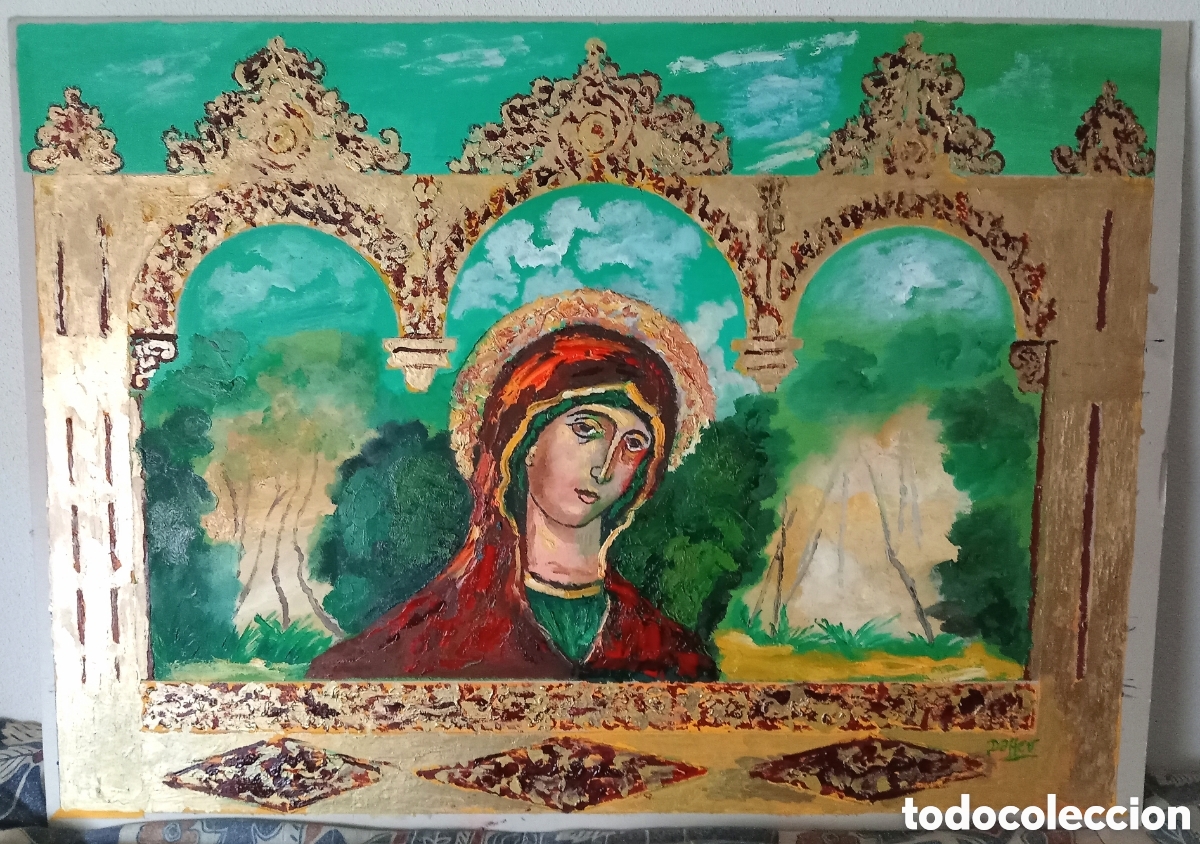 Kunst: Original pintura religiosa (2) de grandes dimensiones. Muy luminosa &Oacute;leo sobre cart&oacute;n....