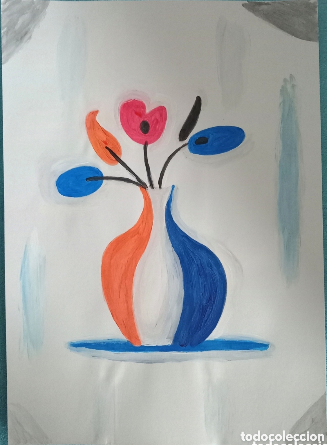 Arte: Original pintura bodeg&oacute;n trazos (2) acuarela sobre papel doble 29,6cm x 21cm. Muy bonita