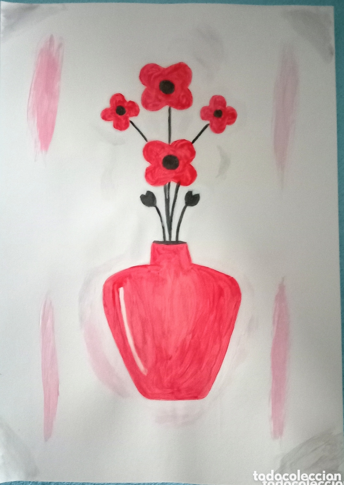 Kunst: Original pintura bodeg&oacute;n trazos (1) acuarela sobre papel doble 29,6cm x 21cm. Muy bonita