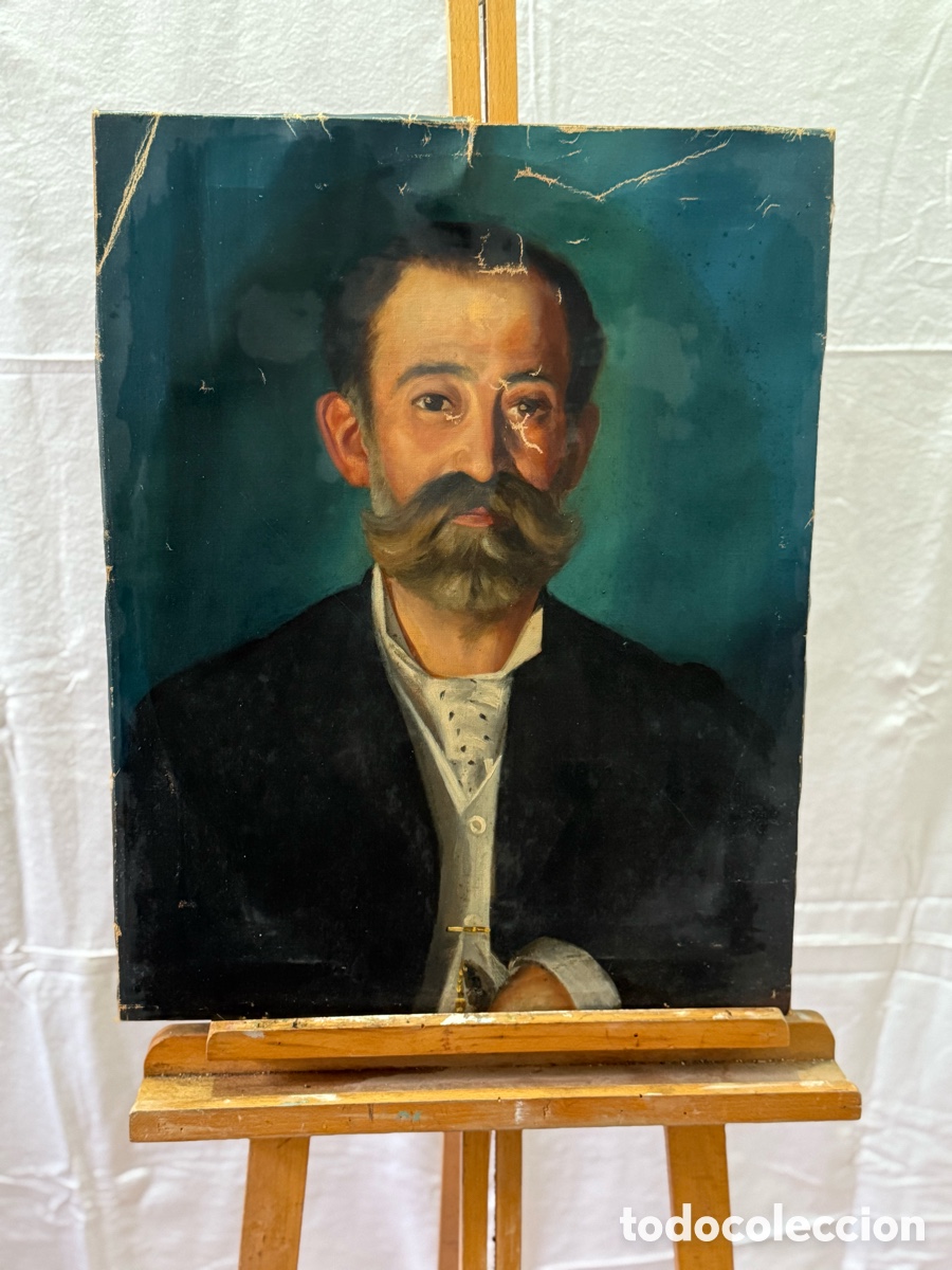Art: Retrato masculino siglo XIX firmado A. Ruiz &oacute;leo sobre lienzo 1888
