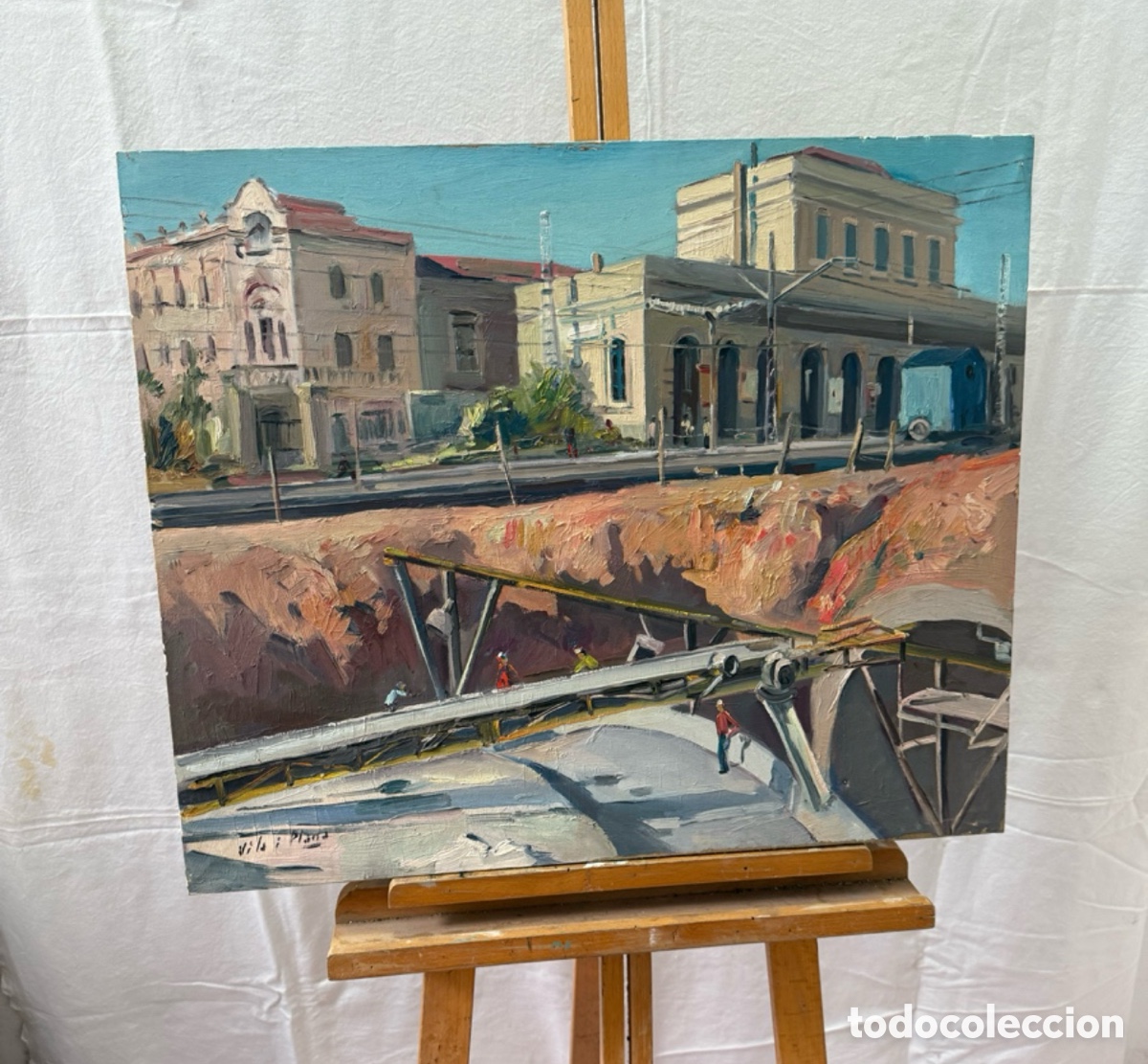 Kunst: Luis Vila Plana (1921-1992) obras del t&uacute;nel del ferrocarril en Sabadell, &oacute;leo sobre lienzo firmado
