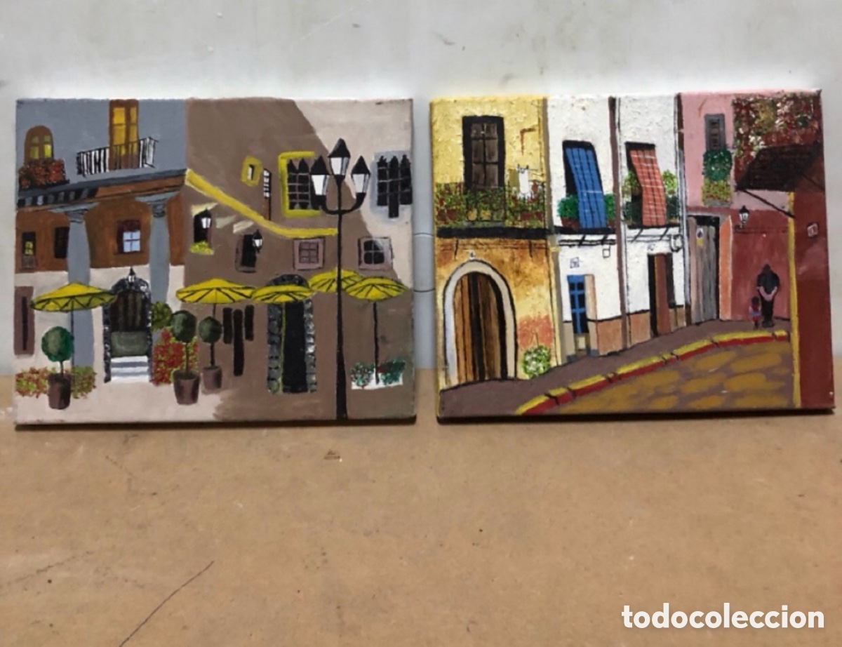 Art: Pareja &Oacute;leos pintados a mano y firmado. Ver fotos