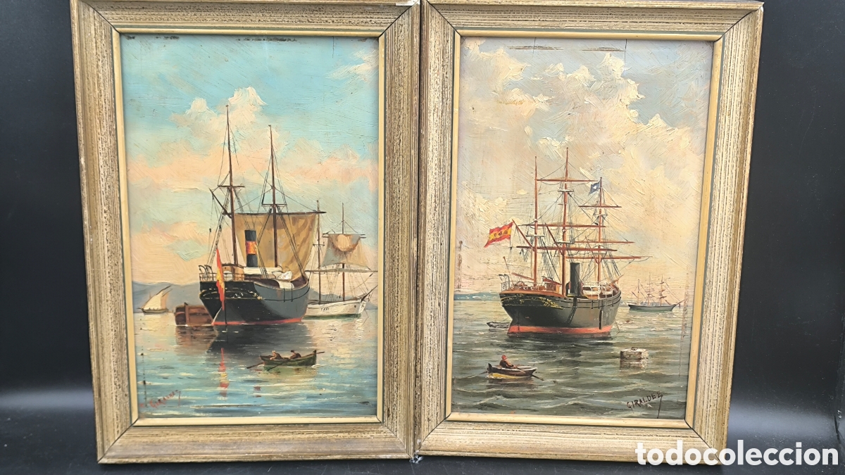 Arte: Pareja de marinas siglo XIX. Adolfo Giraldez Pe&ntilde;alver