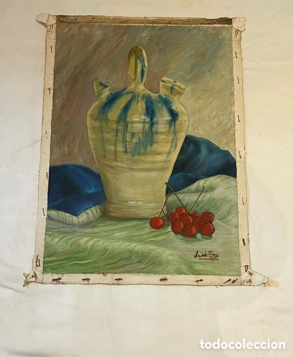 Kunst: ANTIGUO &Oacute;LEO SOBRE LIENZO FIRMADO - A DE LA TORRE. Ver medidas en las im&aacute;genes.