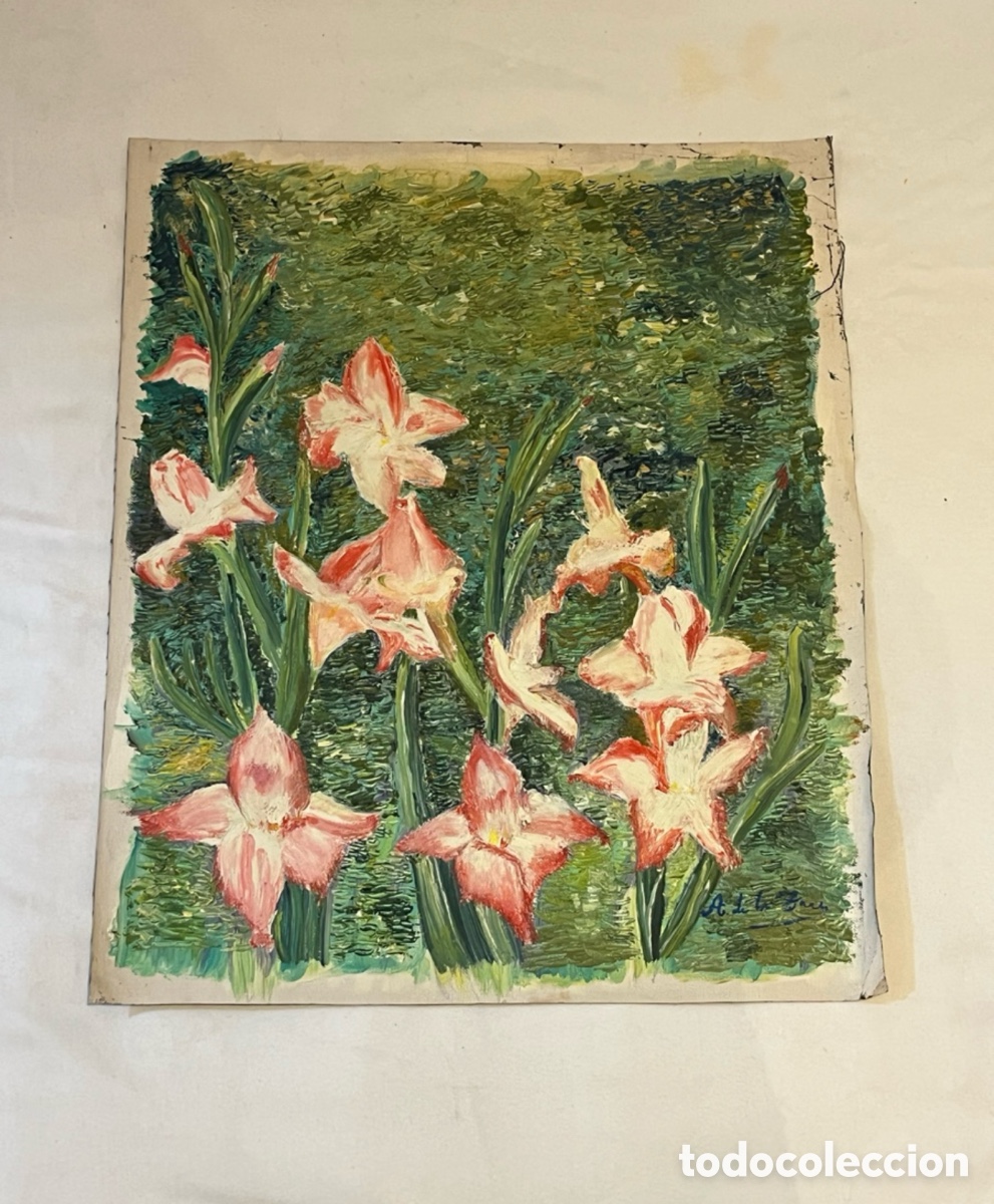 Kunst: ANTIGUO &Oacute;LEO SOBRE LIENZO FIRMADO - A DE LA TORRE. Ver medidas en las im&aacute;genes.