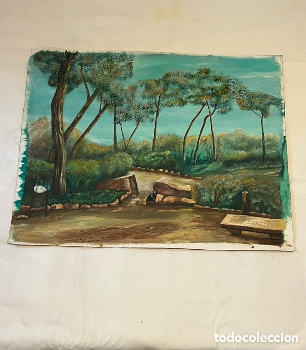 Kunst: ANTIGUO &Oacute;LEO SOBRE LIENZO FIRMADO - A DE LA TORRE. Ver medidas en las im&aacute;genes.