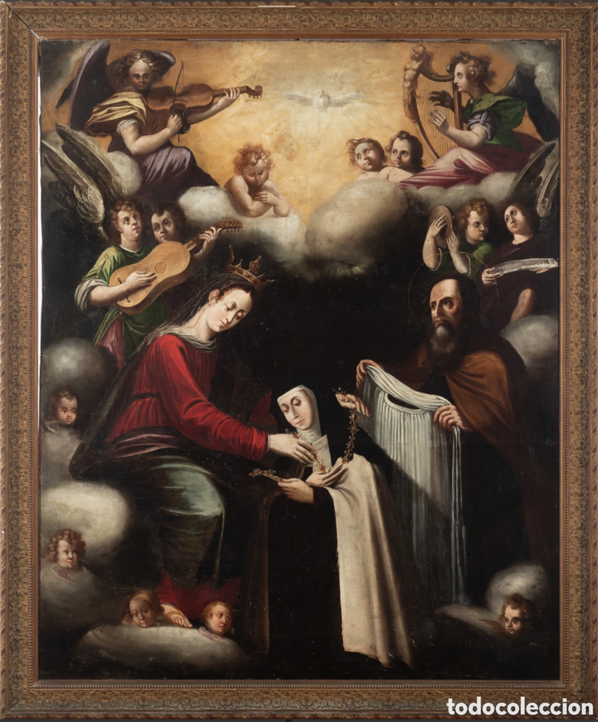 Arte: IMPOSICION DEL MANTO BLANCO Y DEL COLLAR A SANTA TERESA POR LA VIRGEN Y SAN JOSE